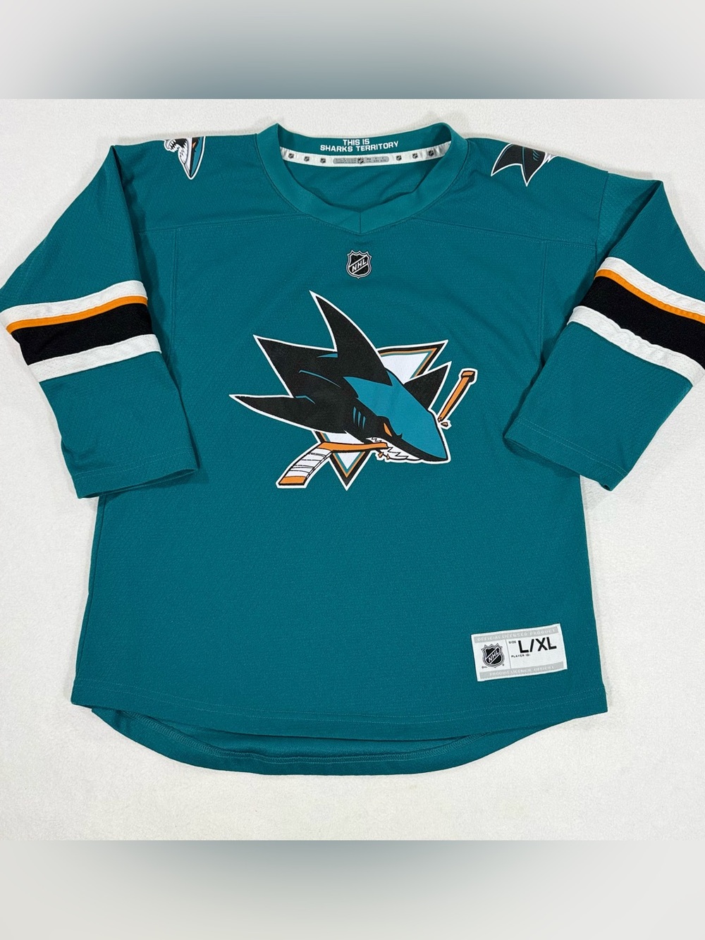 NHL San Jose Sharks Youth NHL Hockey Jersey Teal Size L/XL Officially Licensed
